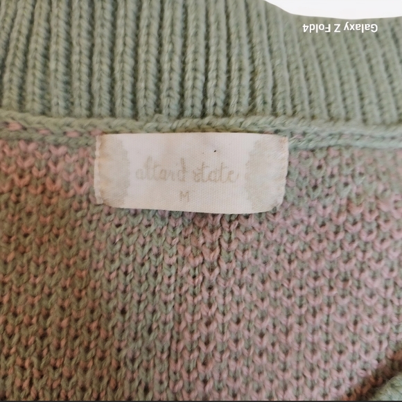 Altar'd State Pink & Light Green Checker V-Neck Sweater Vest - Picture 2 of 6
